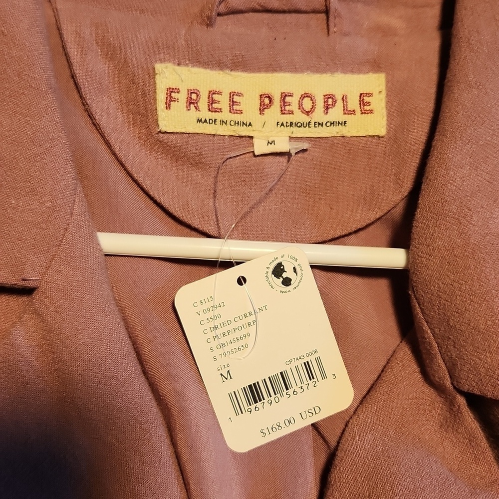 NWT Free People Olivia Double Breasted Oversized Linen Blend Blazer Purple Sz M - Picture 6 of 7